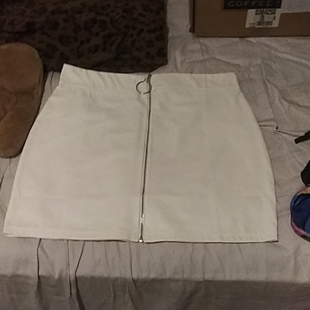 White leather skirt